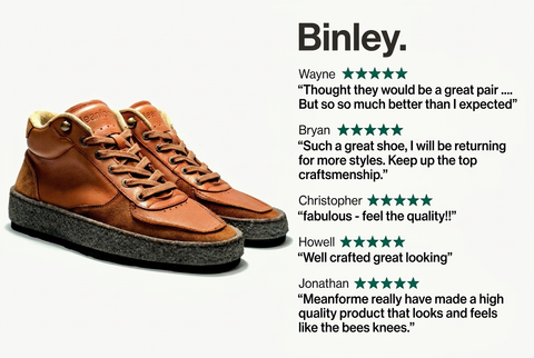 Binley review graphic with a lighter near-white background