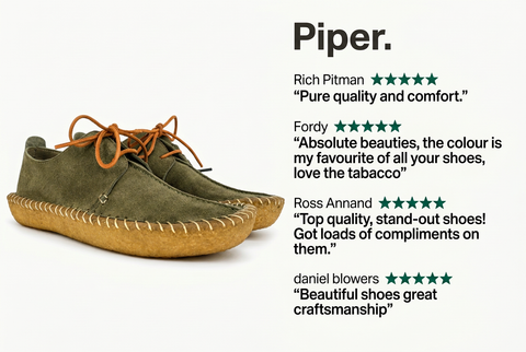 Piper Olive customer review graphic with five green stars per reviewer